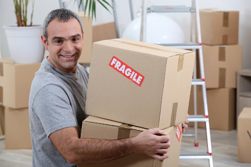 Careful packing of office furniture and IT equipment