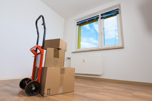 Loading boxes and household items into a van near Tooting